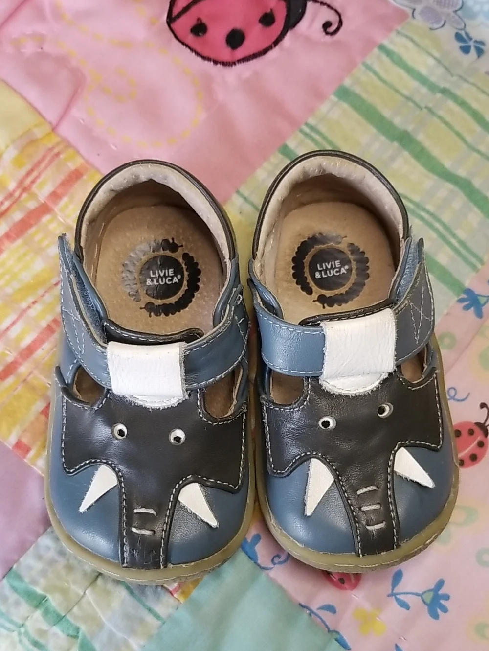 Livie & Luca Blue and Gray Leather Elephants Size 5